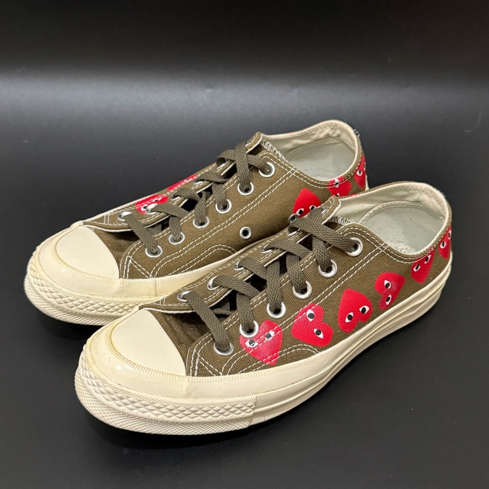 CONVERSE Chuck Taylor X Comme des Garçons PLAY  Multi Heart Low Top Olive Size 7